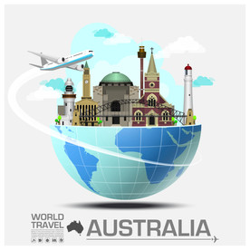 手绘立体地球建筑