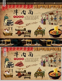 牛肉面餐饮美食背景墙装饰画