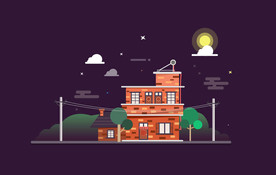 手绘扁平化建筑