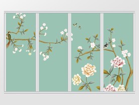 新中式写意花鸟移门