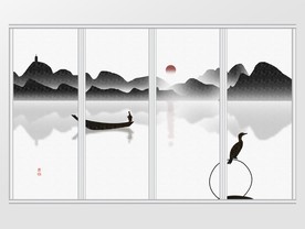 中国风意境山水情移门