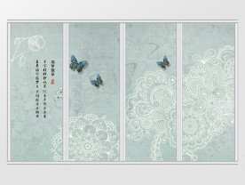 小清新简约花卉蝴蝶移门