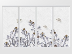 立体白金钻石花丛蝴蝶珠宝移门