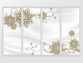 金色镂空珠宝雕花珍珠移门