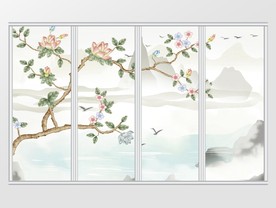新中式山水花鸟移门