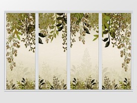 简约清新绿色叶子移门