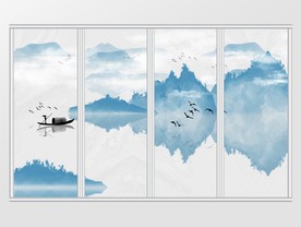 中国风意境山水移门