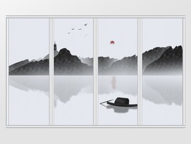 中国风山水移门