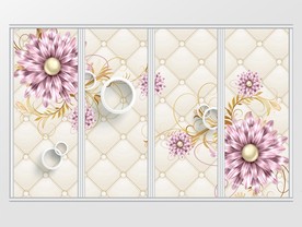 紫色花朵珍珠花朵移门