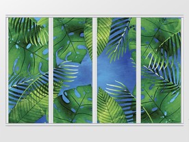 手绘热带雨林芭蕉叶移门