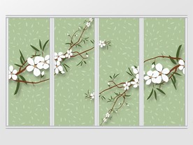 简约时尚玉兰花移门