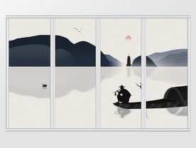 新中式简约古风水墨移门