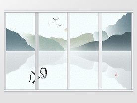 中国风意境风景山水移门