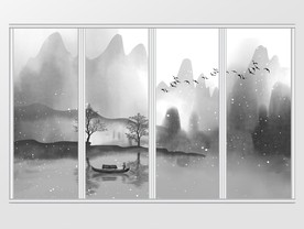 新中式水墨风景移门