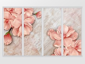 3D立体浮雕梅花移门