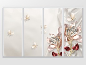 3d立体钻石珠宝花朵蝴移门
