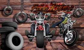 3D立体摩托车轮胎木板背景墙