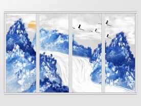 新中式质感意境山水移门