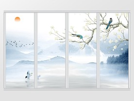 中式意境山水移门