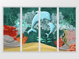 3D立体海底世界海豚移门