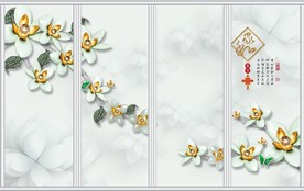 立体奢华高端珠宝花朵移门