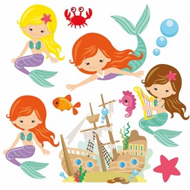 美人鱼航海矢量素材