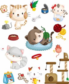 矢量可爱猫咪卡通素材