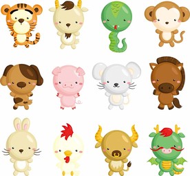 可爱动物造型矢量图标素材