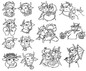 手绘欢乐牛素材