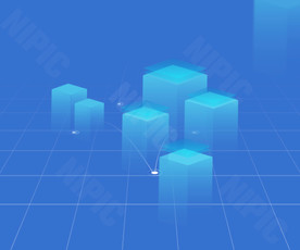 互联网蓝色科技数据立方柱概念图
