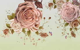 简约玫瑰花朵电视背景墙