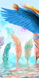 时尚手绘彩色翅膀玄关装饰画