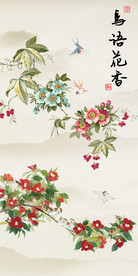 鸟语花香花鸟玄关装饰画