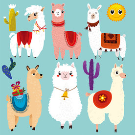 羊驼卡通墙贴背景墙