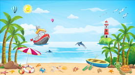 卡通海景风景壁画