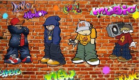 高清砖墙涂鸦人物背景墙壁画