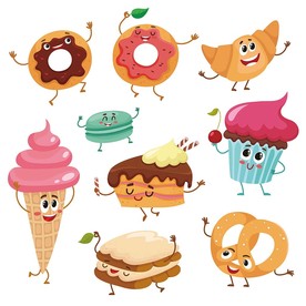 甜甜圈冰激凌矢量卡通素材