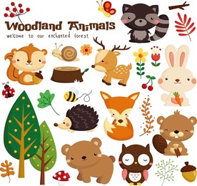 可爱卡通动物矢量素材