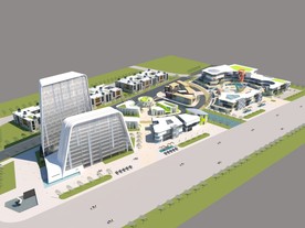 流线型高层板楼 商业广场