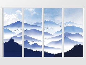 山水丘陵水墨意境移门