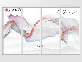 山水水墨移门