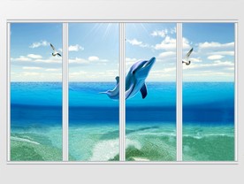 现代简约立体海豚移门