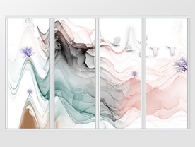 抽象水墨山水移门