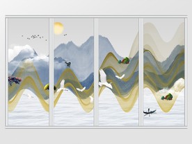 抽象水墨山水移门