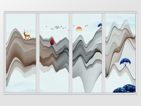 抽象水墨线条移门