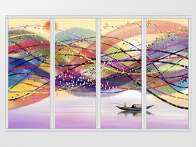 抽象线条风景移门