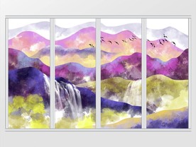 七彩抽象山水移门