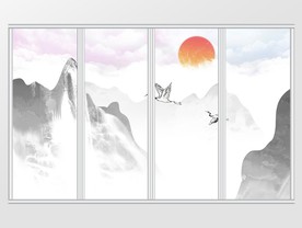 中式中国风写意山水移门