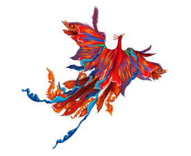 地产-手绘彩色凤凰