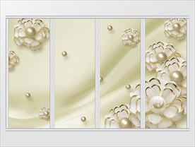 3d立体素雅珠花珍珠移门